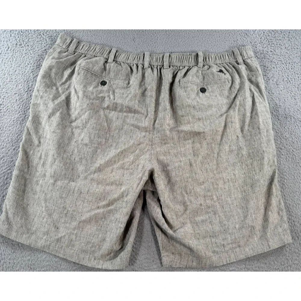 Tommy Bahama Shorts Men 3XLT (44x10) Gray Linen‎ Pleated Chino Drawstring
